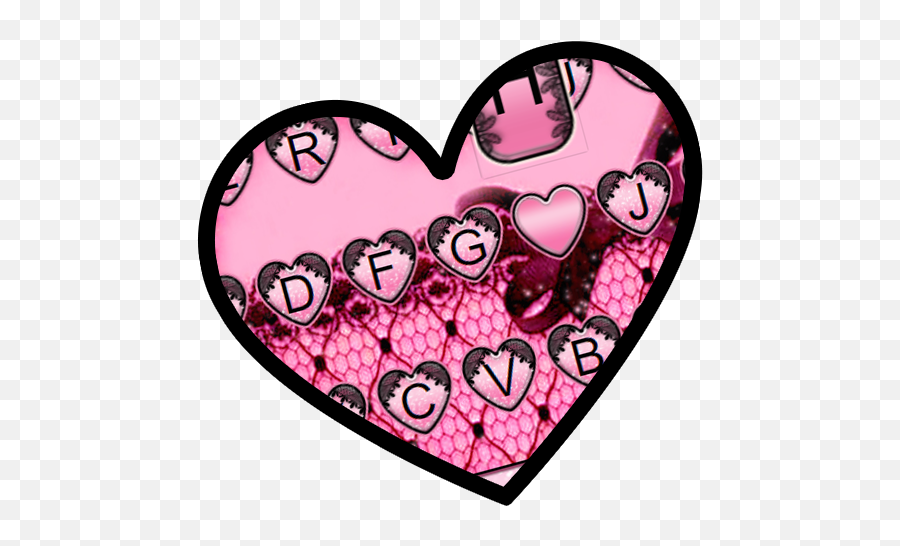 Pink Lace Heart Keyboard Theme - Heart Emoji,Pink Heart Emoji Copy And Paste