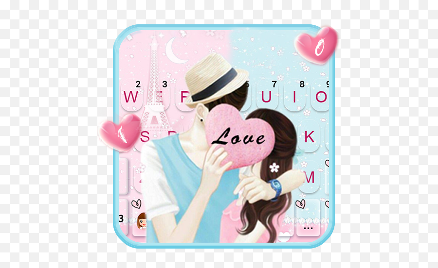 Romantic Couple Love Keyboard Theme - Wallpaper Emoji,Hug Emoji Copy And Paste