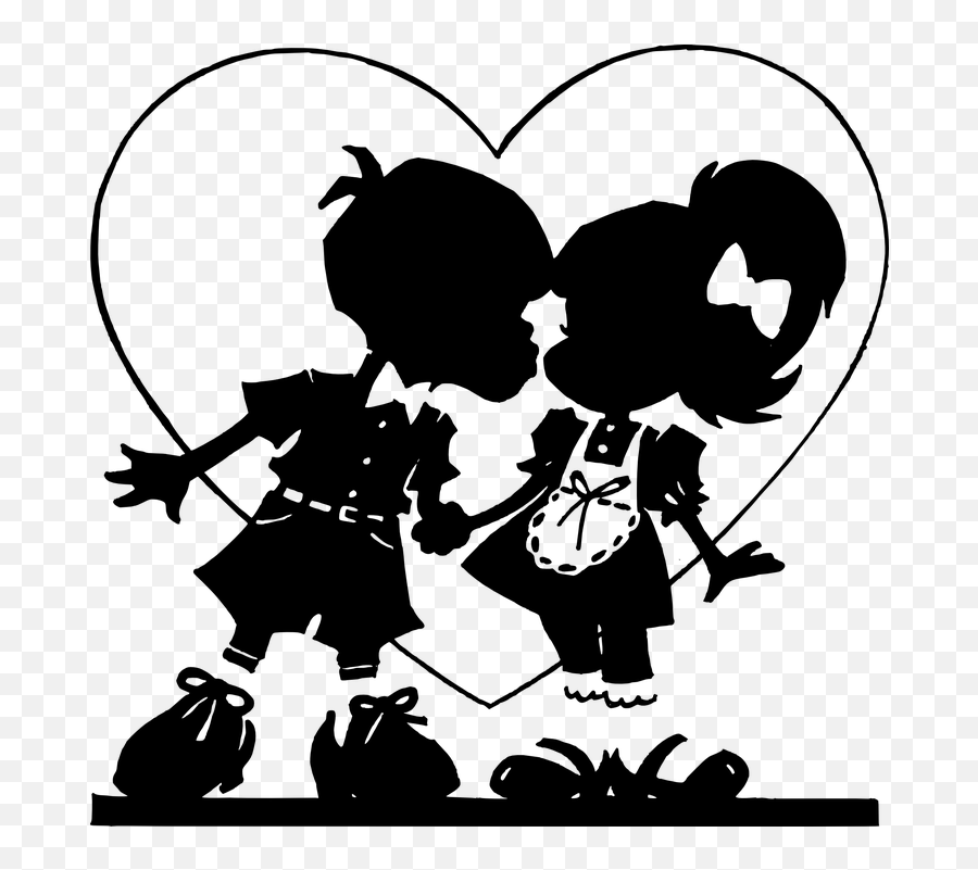 Free Kiss Lips Vectors - Valentine Silhouettes Emoji,Two Hearts Emoji