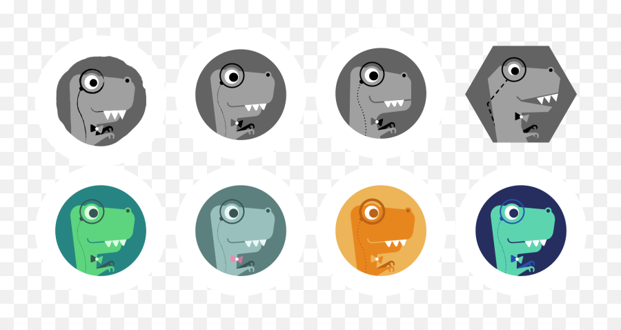 Jeanelle Mak Petrillo Assorted - Circle Emoji,Dinosaur Text Emoticon