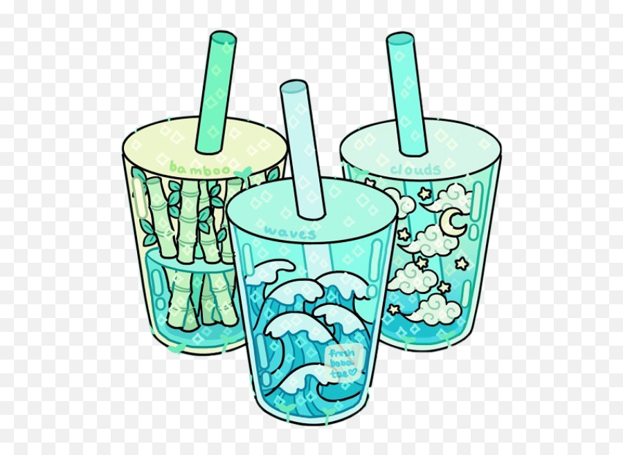 Bamboo Tree Ocean Sticker - Aesthetic Japanese Drinks Art Emoji,Bamboo Emoji