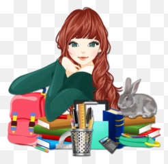 School Girl With Rabbit - Emoji