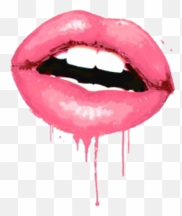Sticker Freetoedit Lips Mouth Dripping - Pink Emoji