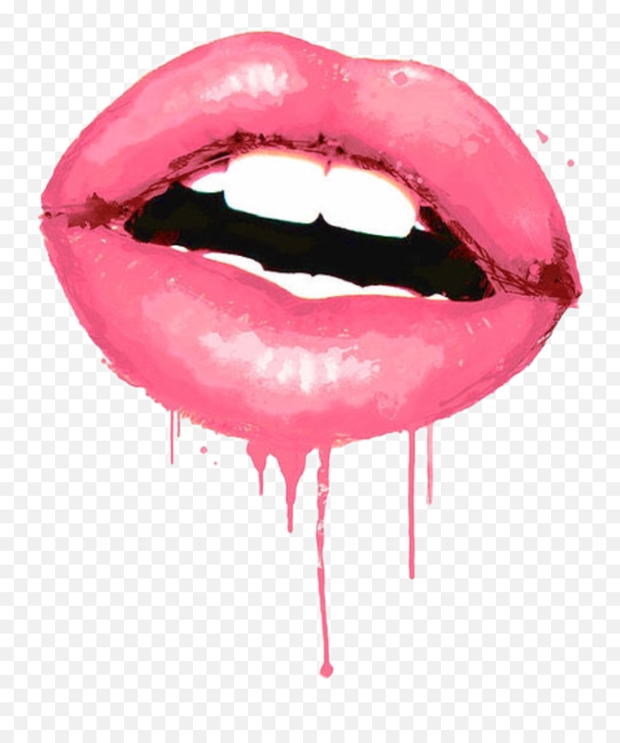 Sticker Freetoedit Lips Mouth Dripping - Pink Lips Emoji,Mouth Dripping Emoji