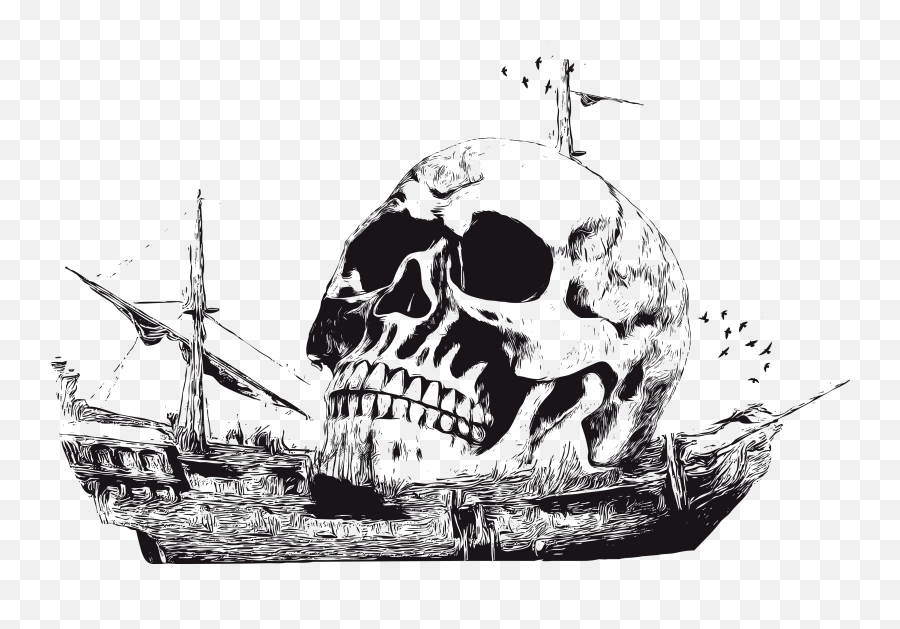 Stiker Drawingbyme Skullface Bones Pirateship Pirate - Illustration Emoji,Pirate Ship Emoji