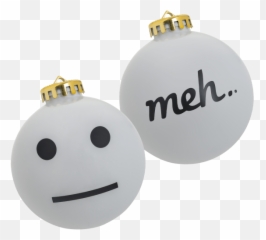 2 - Pack Meh Face Christmas Ornaments Happy Emoji