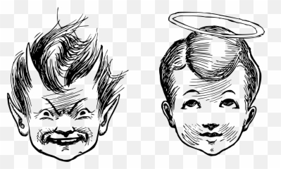 Angel And Demon Faces Vector Clipart Image - Devil And Angel Cherubs Emoji,Emojis
