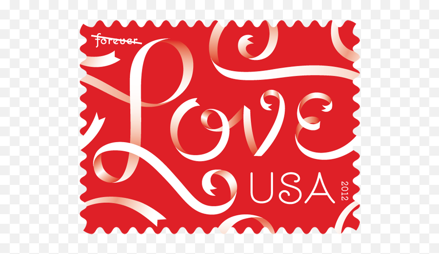 Ribbon Love Stamp Love Stamps Forever Stamps Jessica Hische - Clip Art Emoji,Red Envelope Emoji