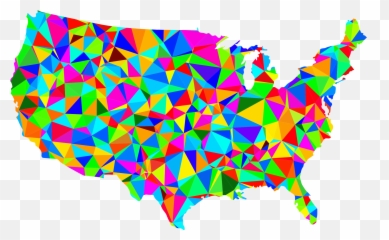Flat Shaded Low Poly America Usa Map - Low Poly America Emoji,Usa Emoji Map
