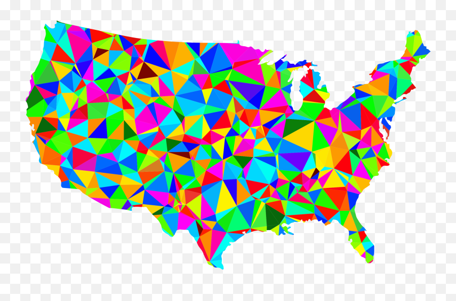 Flat Shaded Low Poly America Usa Map - Low Poly America Emoji,Usa Emoji Map