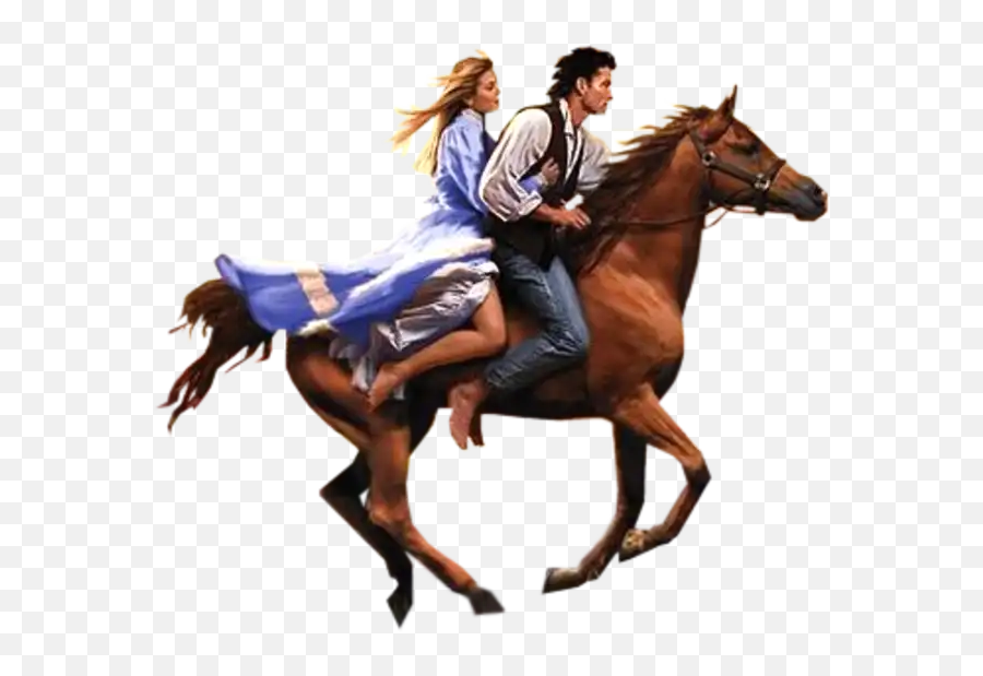 Ftestickers People Dear Double Horse - Horse Riding Couple Black Emoji,Man And Horse Emoji