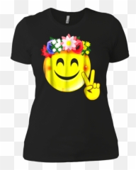 Hippie Flower Power Crown Smiley Peace Sign Emoji Ladies - Viking Boyfriend Shirt,Spa Emoji