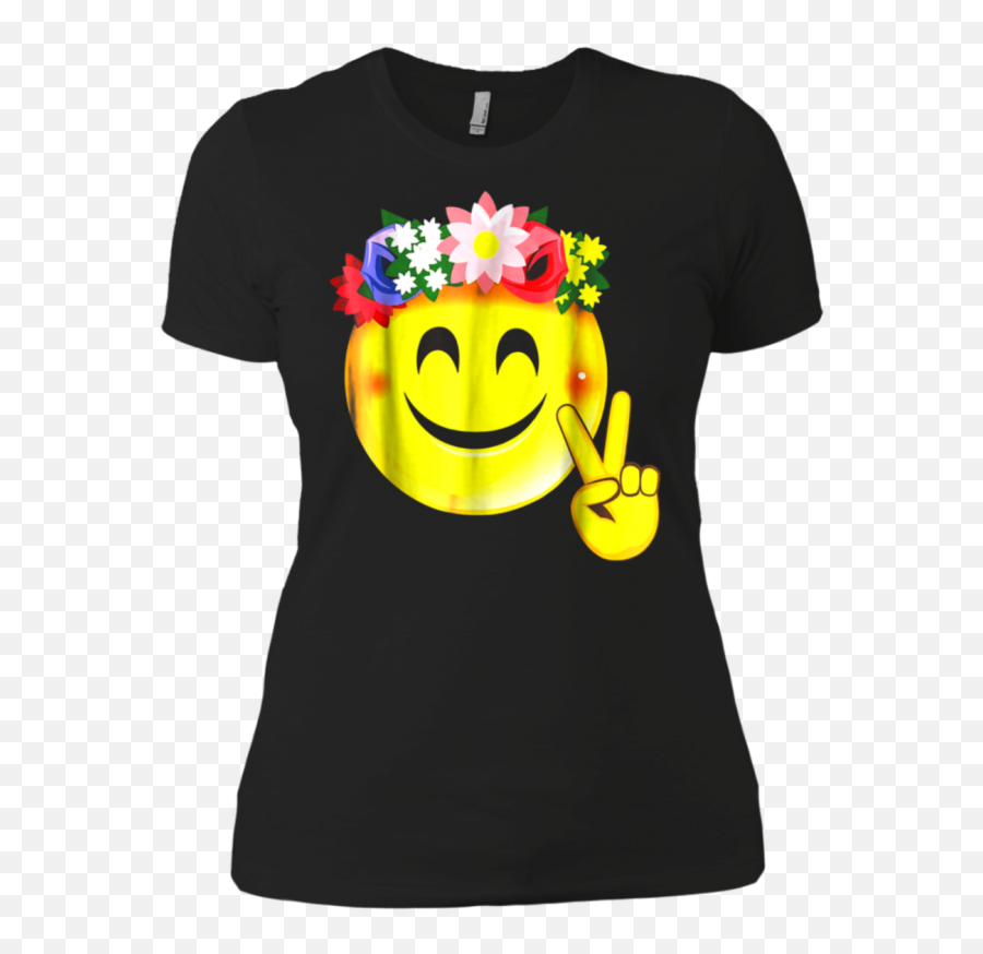 Hippie Flower Power Crown Smiley Peace Sign Emoji Ladies - Viking Boyfriend Shirt,Spa Emoji