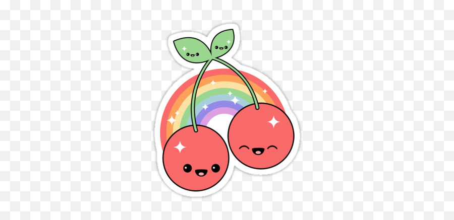 Kawaii Cherry Rainbowu0027 Sticker By Sugarhai Rainbow - Cherry Cute Emoji,Gumdrop Emoji