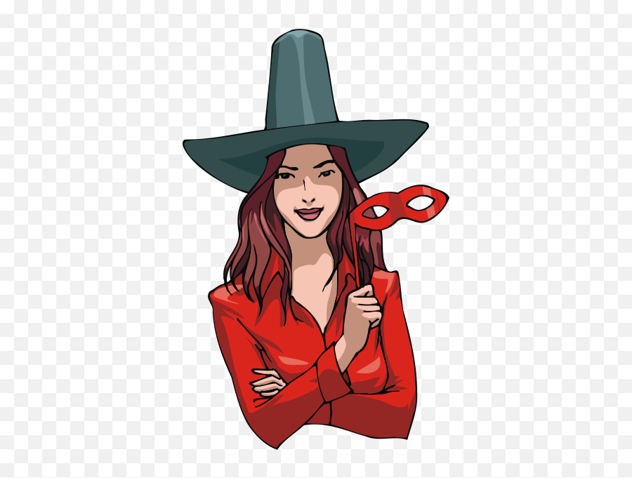 Woman In Witch Costume Vector Drawing - Cad Çizimi Emoji,Dancing Lady Emoji Costume