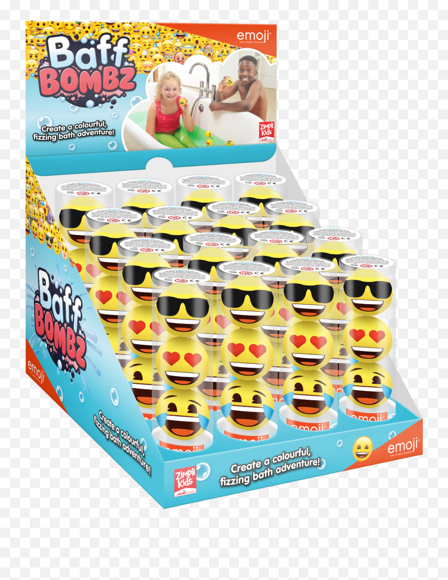 3 X Emoji Face Baff Bombz Zimpli Kids Laughing Cool Love Skin Safe 3 Bath Bomb - Soft,Bomb Emoji
