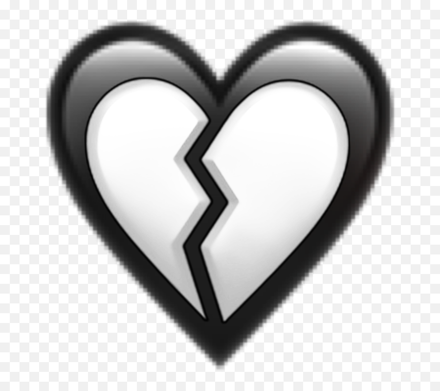 Black White Emoji Broken Heart Sticker By Josephine - Line Art,Emoji Black And White
