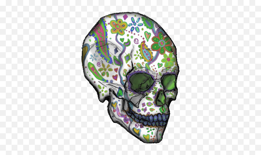 Skull Sticker For Ios Android Giphy - Animated Sugar Skull Gif Emoji,Sugar Skull Emoji