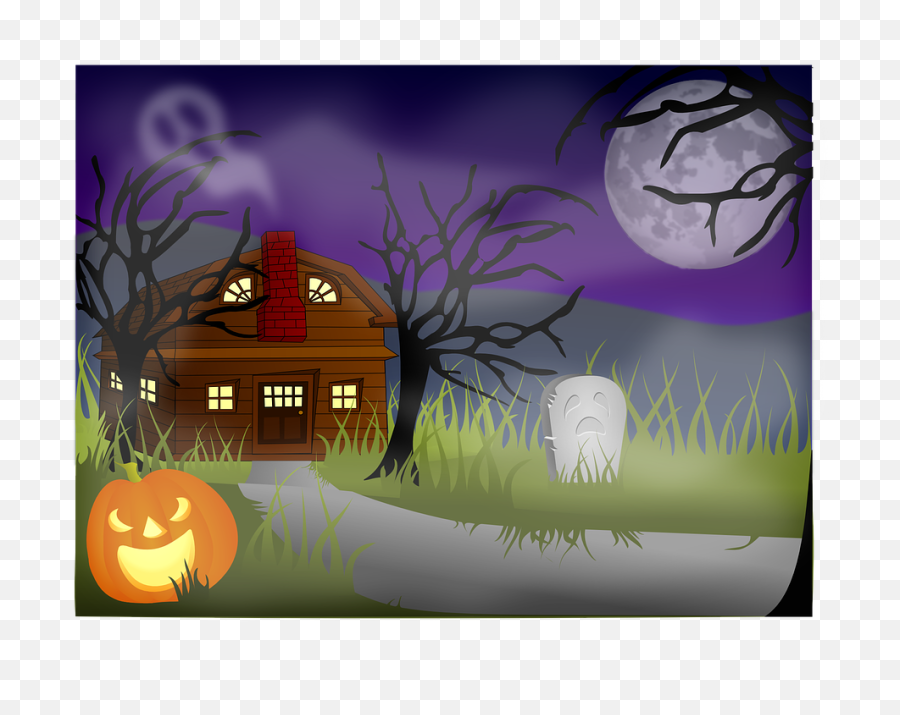 Free Spirit Ghost Vectors - Landscape Rad Cartoon Halloween Vector House Emoji,Prayer Emoticon