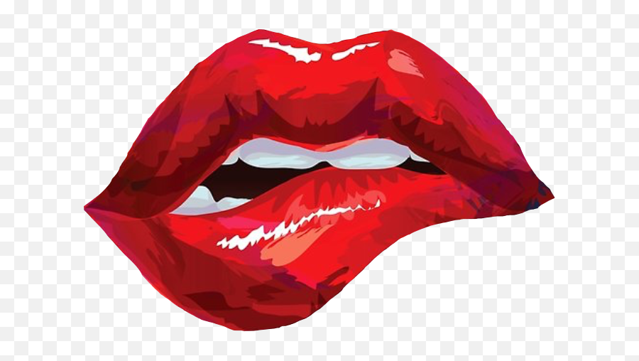 Lip Red Cartoon Lipbite Bite Freetoedit - Sexy Biting Lip Art Emoji,Lip Biting Emoji