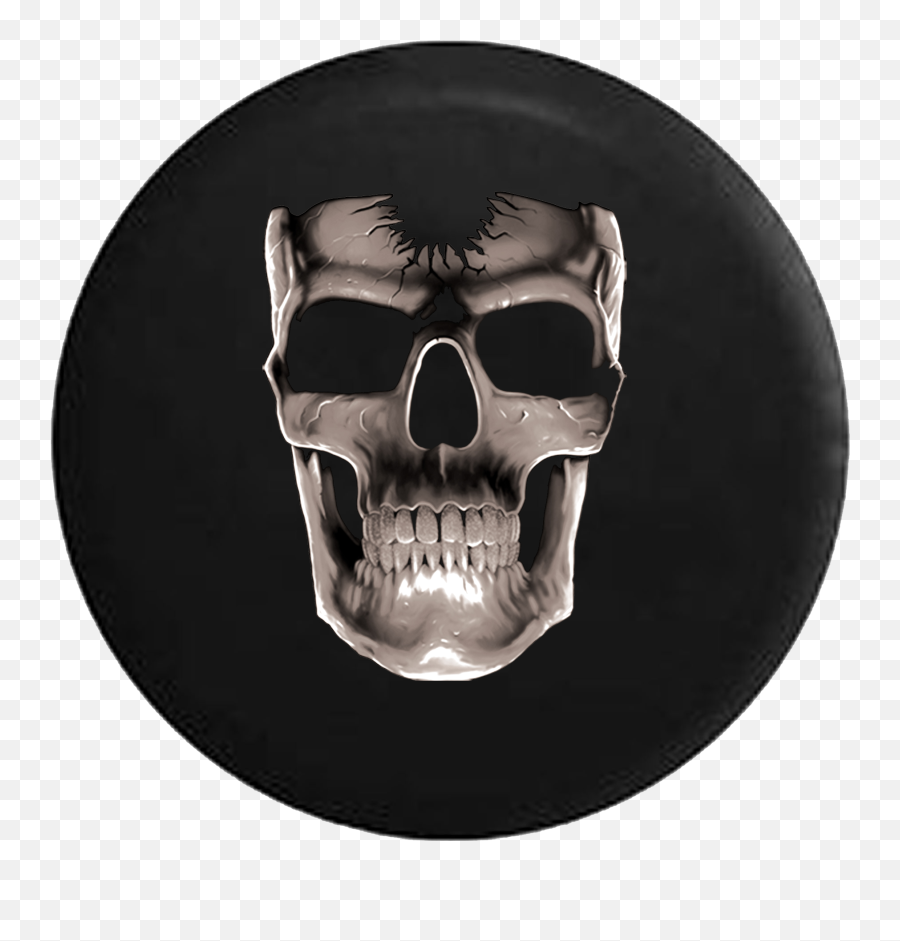 Details About Spare Tire Cover 3d Cracked Grinning Skull Glowing Grey Jk Accessories - Capa De Terror Emoji,Monkey Emoji Covering Eyes