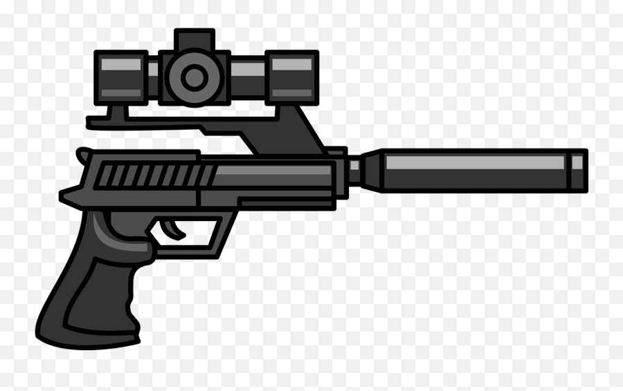 Gun Handgun Pistol Silencer War - Pistol With Silencer And Scope Emoji,Squirt Gun Emoji