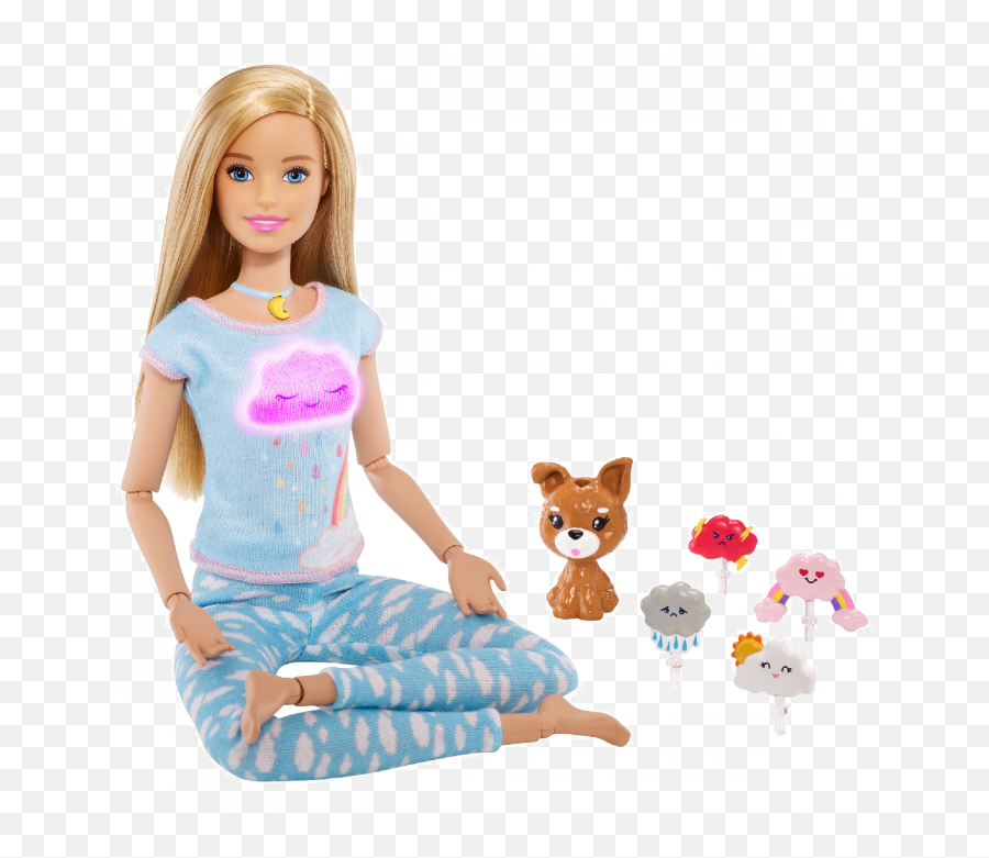 Wellness Breathe With Me Blonde Barbie Meditation Doll With 5 Lights U0026 Guided Meditation Exercises Puppy And 4 Emoji Accessories - Breathe With Barbie,Breastfeeding Emoji