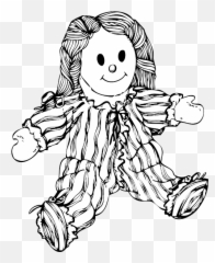 Stuffed Doll Vector Illustration - Black N White Emoji