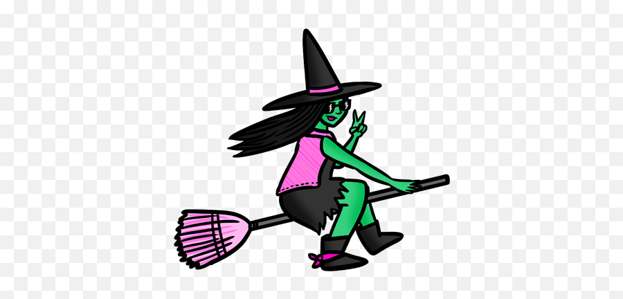 Witchcraft Multicolor Halloween Broom - Clip Art Emoji,Witch On Broom Emoji