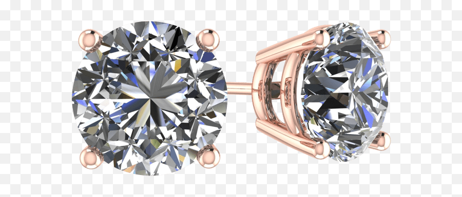 14k Gold Simulated Diamond Stud Earrings - Diamond Emoji,Diamond Ring Emoji