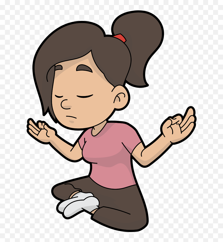 A Cartoon Woman Doing Some Meditation - Cartoon Emoji,Emoji Shirt And Pants