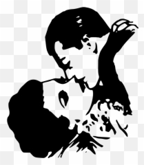 Free Kiss Lips Vectors - Clipart Black And White Of Kissing Emoji