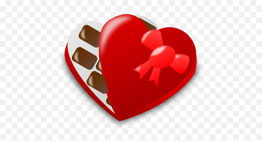 Vector Illustration Of Red Heart Shaped Chocolate Box Half - Valentine Chocolate Clip Art Emoji,Double Hearts Emoji