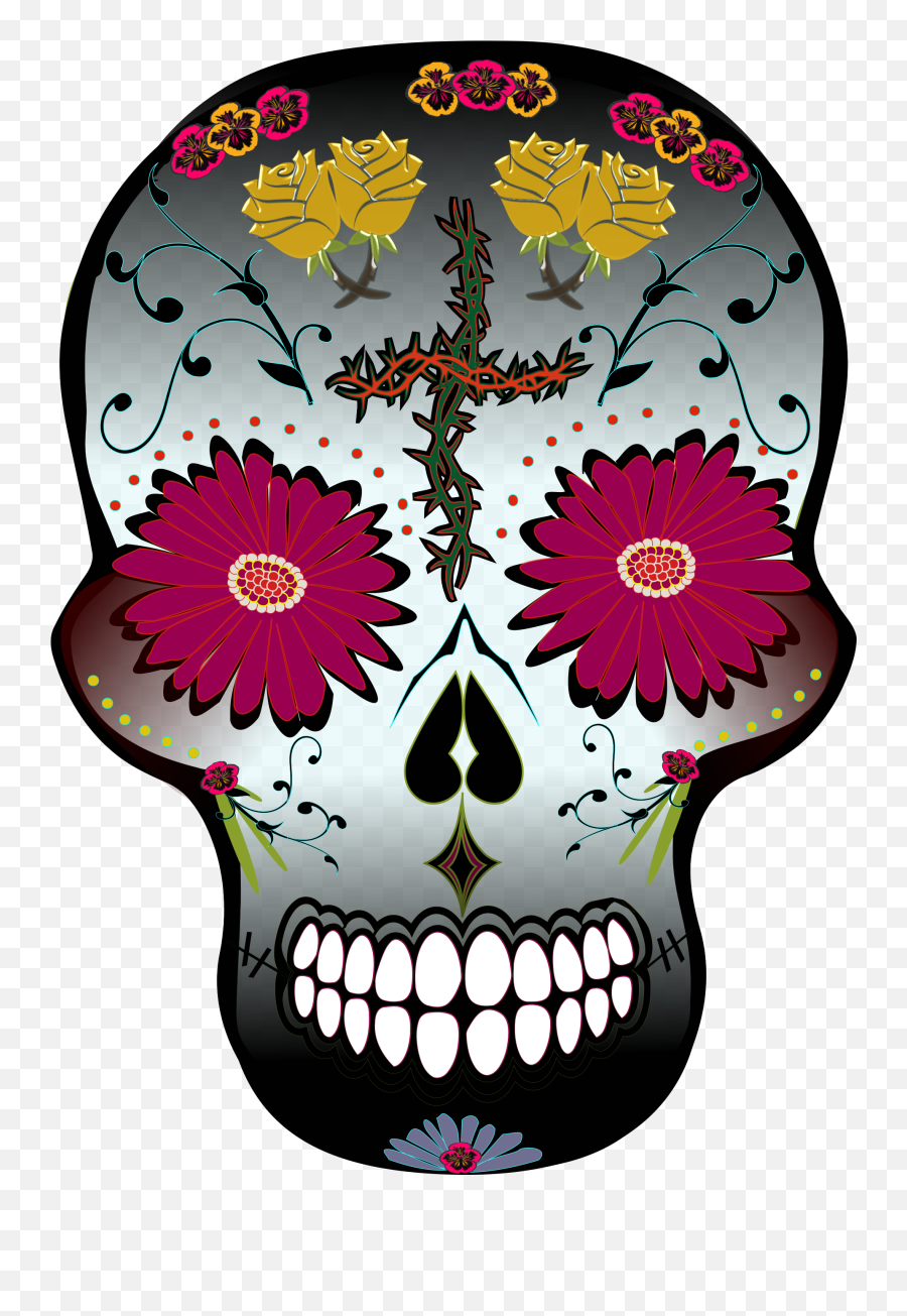 Dead Traditional Flower Skull - Day Of The Dead Skull Traditional Emoji,Death Skull Emoji