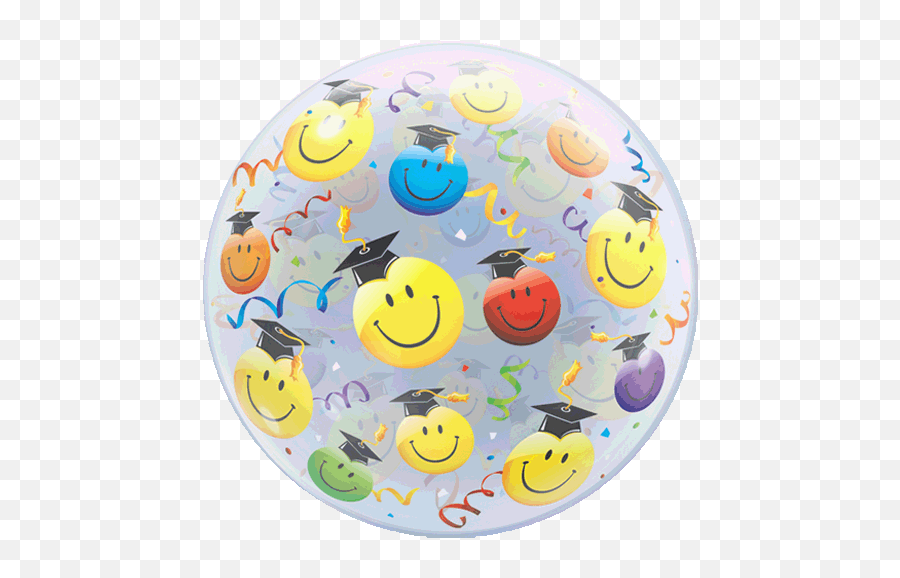 22 Graduate Smiley Faces Bubble Balloon - Bubble Balloons Emoji,P Emoticon