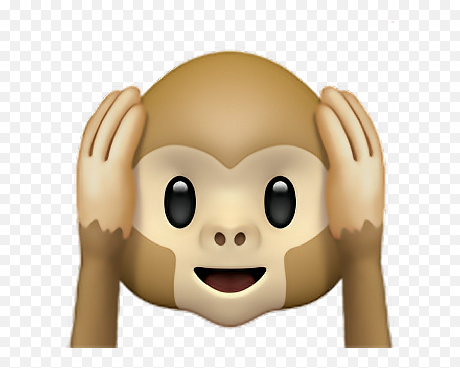 Monkey Emoji 2 Monkey Ears Emoji Emoticon Iphone - Monkey Covering Ears Emoji,Monkey Emoji