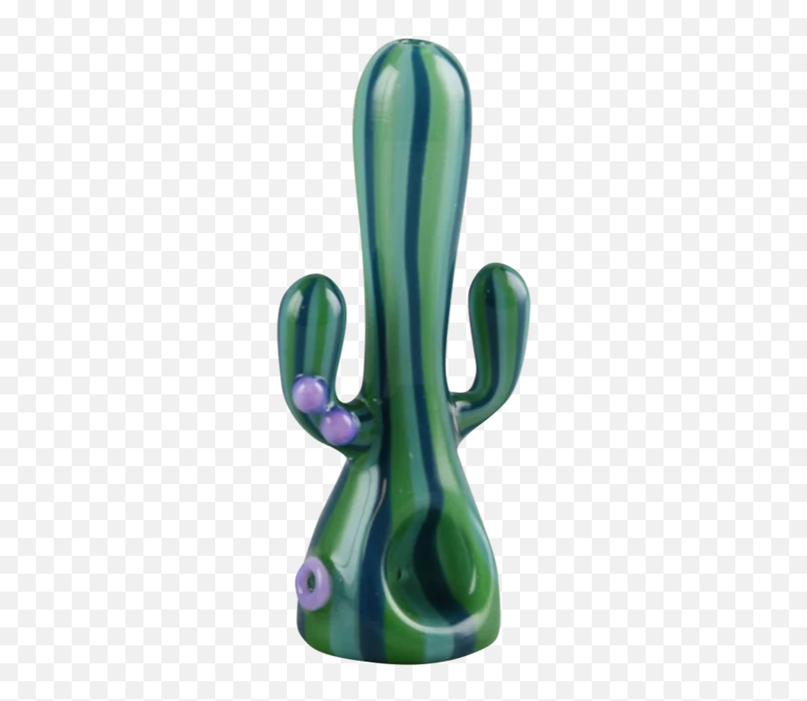 Standing Cactus Glass Hand Pipe - Figurine Emoji,Cactus Emoji