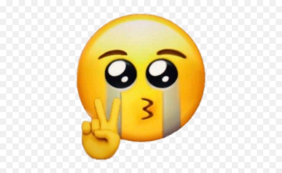 Emojis Emojiiphone Sad Emojisstickers Emojiface Emoji - Crying Peace Sign Meme,Emoticon 3