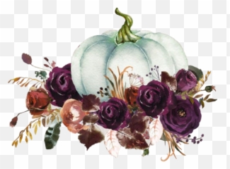 Watercolor Pumpkin Flowers Decorative - Floral Rustic Invitation Background Emoji,Purple Squash Emoji
