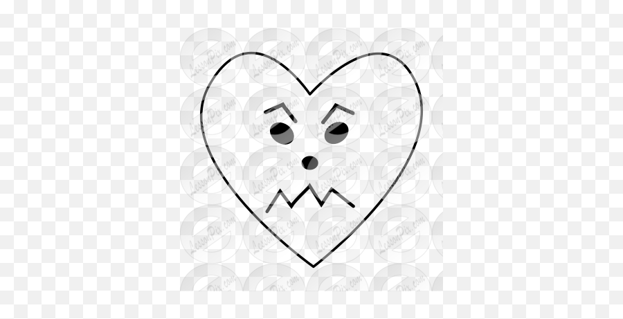 Mad Heart Outline For Classroom - Heart Emoji,Heart Outline Emoticon