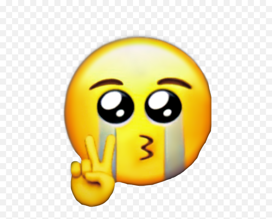 I Am Looking Away - Crying Peace Sign Emoji Meme,Distorted Laughing Emoji