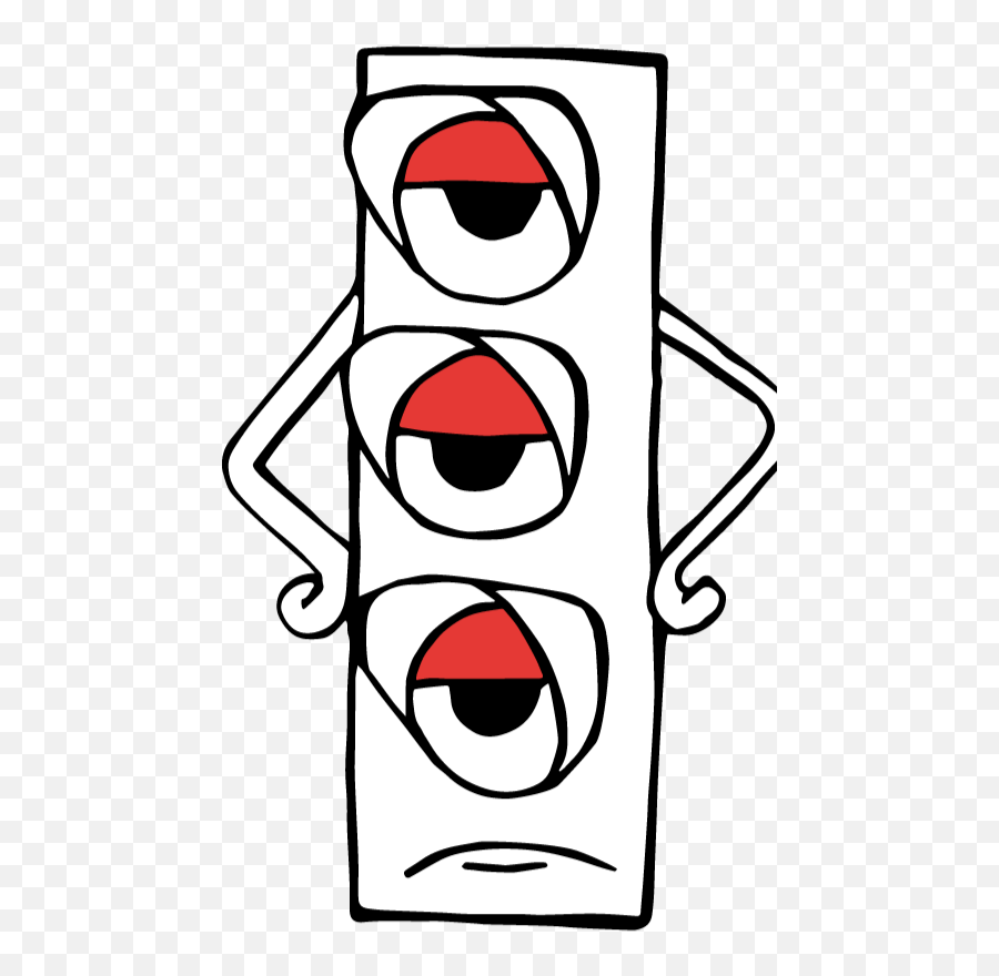 A Cartoon Red Traffic Light With An - Cartoon Traffic Light With Eyes Emoji,Red Light Emoji