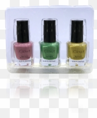 IGlow Nail Polish 3Pk Sparkle Shades - Rose Pink Fern Green Yellow Emoji