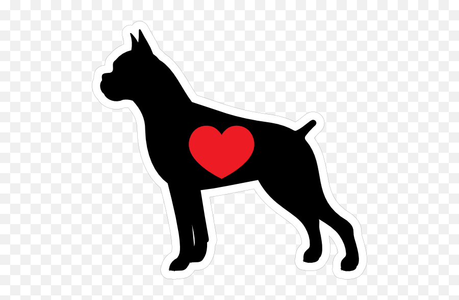 I Love My Boxer Silhouette With Heart - Love My Boxer Emoji,Guess The Emoji Dog And Bone