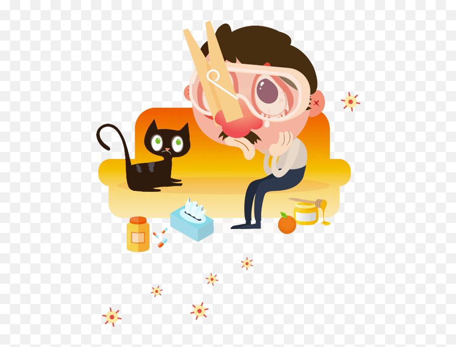 Cartoon Cat Clipart - Cat Allergy Transparent Emoji,Allergy Emoji