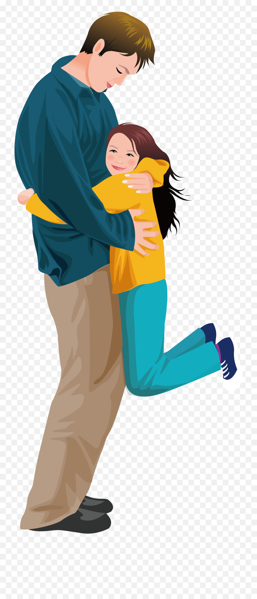 Father Daughter Hug Girl Illustration - Father And Daughter Father Hugging Daughter Clipart Emoji,Dad Emoji