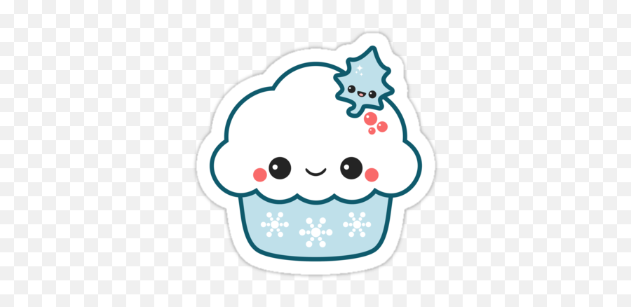Snowflake Cupcake Sticker - Copo De Nieve Kawaii Emoji,Snowflake Emojis