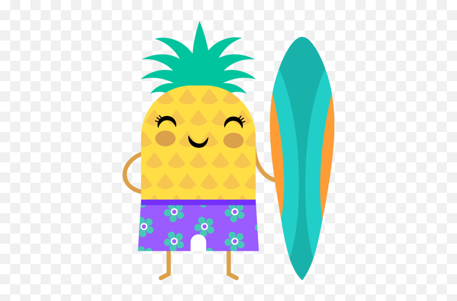 Longboard Pineapple Peep Clipart - Pineapple Surf Cartoon Emoji,Peeps Emoji
