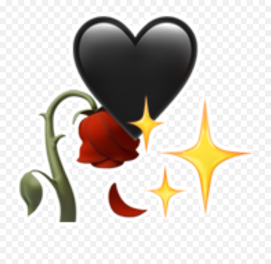 Heart Black Dying Rose Sparkle Emoji - Cartoon,Dying Emoji