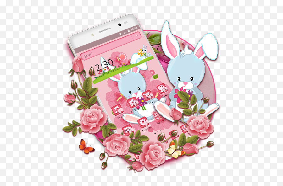 Cute Salmon Bunny 2d Theme - Mobile Phone Emoji,Bunny Emojis